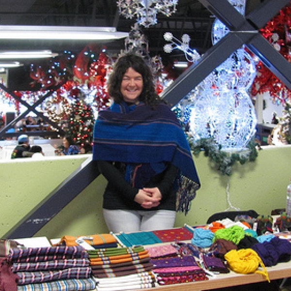 Fair trade sale (3) Jennifer with goods from La Mano. 