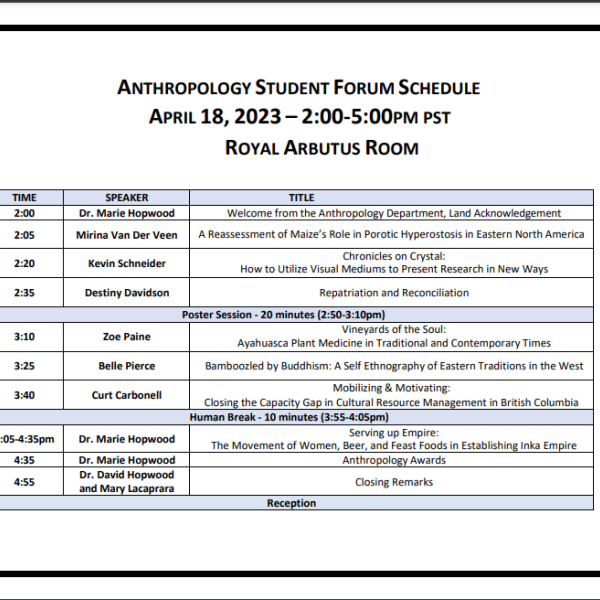 2023 Anthropology Student Forum Schedule