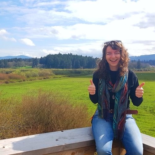 Chloe Sandahl at Somenos Marsh Chloe Sandahl with Somenos Marsh in background
