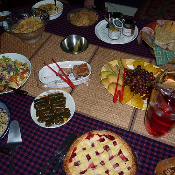 Enough food for a small army. Check out that pie in the foreground! 