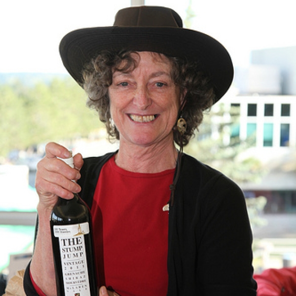 Gifted Gay showing off her hat, earrrings, and bottle of wine! Photo courtesy of JA.