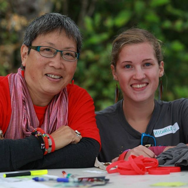 Imogene & Michelle Social Sciences registration for the New Student Orientation 2013, August 29. Courtesy of VIU staff photographer. 